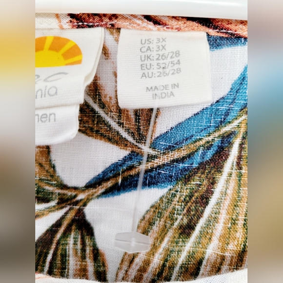 C&C California Women's 100% Linen Tropical Blouse Flowy Oversize 3XL - Picture 7 of 16